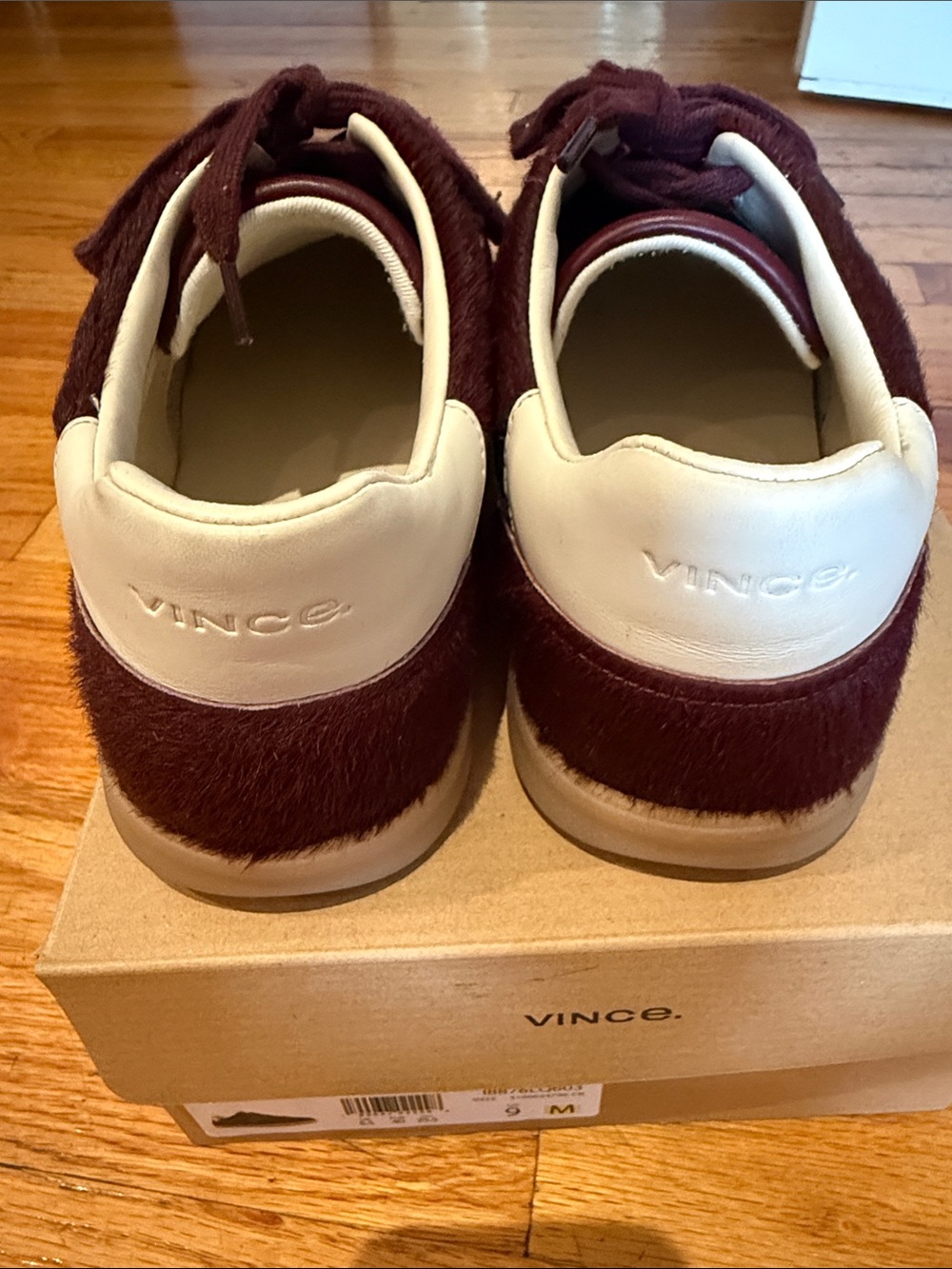 Vince Pony Hair Low-Top Sneakers, size 9, maroon - Picture 4 of 9